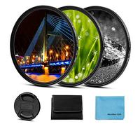 Fotover Filtro de estrella de 49 mm, 3 piezas (4 puntos, 6 puntos, 8 puntos) con tapa de lente central para Canon, Nikon, Sony, Olympus y otras cámaras DSLR + bolsa de filtro de 3 ranuras