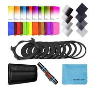 Fotover Juego de 24 filtros cuadrados ND graduados lente a todo color para Cokin P Series con anillos adaptadores (49-82 mm) soporte filtro pluma limpieza y otros accesorios cámaras DSLR