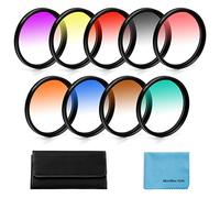 Fotover - Kit de filtros de color graduados de 72 mm, 9 piezas, kit de filtro de lente de color gradual, accesorio para cámara Canon Nikon, Sony, Pentax, Olympus Fuji, DSLR + bolsa de filtro de lente