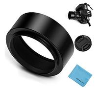 Fotover - Parasol de Objetivo con Tapa Central para Canon Nikon Sony Pentax Olympus Fuji Sumsung Leica + paño de Limpieza