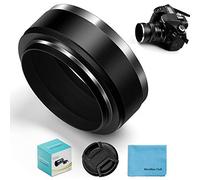 Fotover Parasol estándar de metal de 58 mm con tapa de lente central para cámara Canon Nikon Sony Pentax Olympus Fuji Sumsung Leica + paño de limpieza