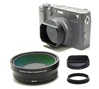 FotoZ - Lente de conversión para Fujifilm X100V / X100VI, 49 mm, gran angular 0,75x y lente macro 2 en 1 con capucha de lente, lente y anillo adaptador de filtro (negro)