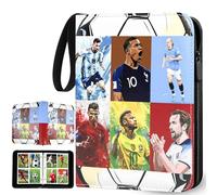 FOTSOCCBAS Álbum de recortes de tarjetas de fútbol con cremallera y 50 páginas extraíbles para 400 tarjetas, álbum de tarjetas de fútbol con 4 compartimentos, cuaderno grande para tarjetas deportivas,