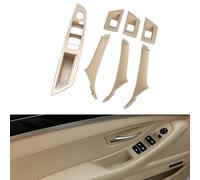 Fouedy Manija de Puerta Interior 7PC Compatible con B-M-W F10 F11 5 Series 520 523 525 528 530 535, Tirador de Puerta Lateral con Cubierta de Interruptor de Ventana Panel de Reposabrazos (beige)