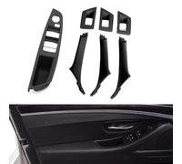 Fouedy Manija de Puerta Interior 7PC Compatible con B-M-W F10 F11 5 Series 520 523 525 528 530 535, Tirador de Puerta Lateral con Cubierta de Interruptor de Ventana Panel de Reposabrazos (negro)