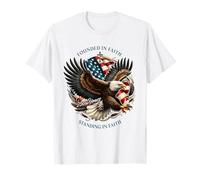 Founded and Standing in Faith Vintage Watercolor Eagle 1776 Camiseta