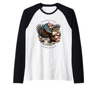 Founded and Standing in Faith Vintage Watercolor Eagle 1776 Camiseta Manga Raglan