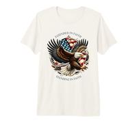 Founded and Standing in Faith Vintage Watercolor Eagle 1776 Camiseta Premium