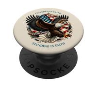 Founded and Standing in Faith Vintage Watercolor Eagle 1776 PopSockets PopGrip Adhesivo