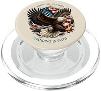 Founded and Standing in Faith Vintage Watercolor Eagle 1776 PopSockets PopGrip para MagSafe