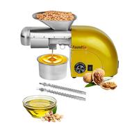 FoundGo - Prensa de aceite eléctrico (1800 W, 0 - 300 ℃, máquina de prensa de aceite en frío caliente, máquina para nueces, cacahuetes, semillas sésamo, almendra, 6 - 9 kg/hora (dorado)