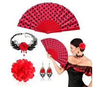 FOUNSHO 4 PCS España Disfraz de Flamenco Accesorios Sevillana Mujeres