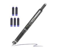 Fountain Pen, Refillable Writing Pen, Fine 0.38mm Nib with 5 Ink Sacs, Smooth Stainless Steel Tip, Ideal for School Calligraphy Journaling, 6.1 Inches, Assorted Colors, 1 Piece