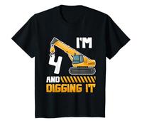 Four 4yr 4th Birthday Construction Boys Girls 4 Years Old Camiseta