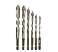 Four Blade Serrated Eccentric Drill Bits for Multi-Material Drilling, Durable Carbide Drill Bit Set for Home & Professional, Anti-Slip Precision, Glass Tile Concrete Metal (4+5+6+8+10+12mm)
