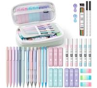 Four Candies 36 piezas de suministros escolares estéticos, juego de portaminas de 0.5, 0.7, 0.9 y 2.0 mm con 624 recambios de mina