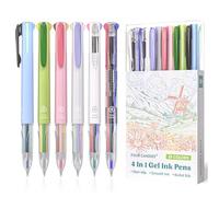 Four Candies 6 bolígrafos multicolor, bolígrafos de gel de colores de 0.5 mm, bolígrafos de tinta de gel multicolor 4 en 1, tinta retráctil de 18 colores para oficina, escuela y suministros de regreso