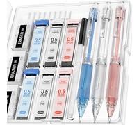 Four Candies Bonito juego de portaminas, 3 lápices mecánicos pastel de 0.5 mm con 360 recambios de minas HB, 3 gomas de borrar, 9 recambios de borrador para estudiantes y escuela