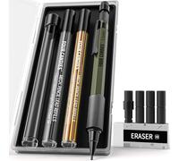 Four Candies Juego de portaminas 1,3 mm con 24 repuestos, metal resistente, lápiz de carpintero exterior, borrador, 6 recambios goma borrar arquitecto