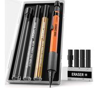 Four Candies Juego de portaminas 1,3 mm con 24 repuestos, metal resistente, lápiz de carpintero exterior, borrador, 6 recambios goma borrar arquitecto