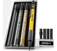 Four Candies Juego de portaminas de 1,3 mm con 24 repuestos de mina, metal resistente a la intemperie, lápiz de carpintero para exteriores, borrador, 6 recambios de goma de borrar para arquitecto,