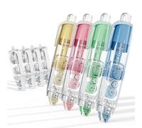 Four Candies White Out - Cinta correctora, 4 unidades, recargables, retráctiles, coloridas, de secado rápido, fácil de usar, con 2 cintas de repuesto para suministros de oficina en casa, escuela