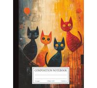 Four Cats Sunset Art Composition Notebook: College Ruled Journal | 7.5x9.25 in | 110 Pages | Abstract Warm Colors Design for School & Work