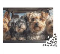 Four Cute Dogs in Car Puzzle Imposible,desafío para Adultos Entretenimiento Creativo 1000 Piezas Obra De Arte De Juego De para Adultos Y Niños A Partir De 12 Años 52x38cm/1000pcs