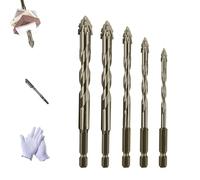 Four-Edged Serrated Eccentric Drill,New Four-Flute Sawtooth Eccentric Drill Bit,Multi Purpose Drill Bit Set,Titanium-Coated Design Drill Bit,High Strength Metal Bits (5/6/8/10/12mm)