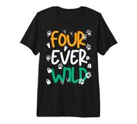 Four Ever Wild It's My 4th Birthday Zoo Safari Party Animal Camiseta Premium