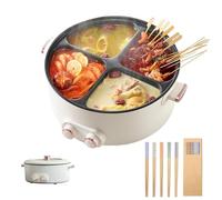 Four Grid Multifunctional Stew Pot,6L 4 Grid Electric Hot Pot Electric with Divider,Independent Temperature Control On Both Sides Chinese Hot Pot, Chopsticks Included