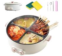 Four Grid Multifunctional Stew Pot,6L Large Capacity Integrated Non-Stick Hot Pots,4-Flavor Chinese Shabu Shabu Pot,Independent Temperature Control on Both Sides,for Home Party