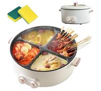 Four Grid Multifunctional Stew Pot, Electric Pot 4 Compartment Divider Cooker, Integrated Non-Stick Hot Pots for Household, Independent Temperature Control on Both Sides(1pcs)