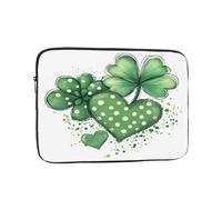 Four Leaf Clover - Funda para portátil de 17 pulgadas, diseño de flores y corazón, resistente al agua, bolsa de transporte para computadora de negocios, a prueba de golpes