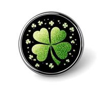 Four Leaf Clover Funny Round Lapel Pins Metal Button Brooch Badge Tie Hats Clothes Decoration for Men Women