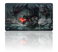 four leaves MTG Alfombra de juego + bolsa impermeable, tamaño 60 x 35 cm con zonas de mapas, juego de cartas coleccionables, alfombrilla de mesa, juegos, alfombrilla de ratón MTG (Dragon with Zone)