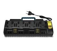 Four-Port Cargador de batería de Iones de Litio de 12 V/18 V/20 V Compatible con DEWALT: Pantalla LED Inteligente, protección contra sobrecalentamiento y sobrecarga, diseño de Montaje en Pared.