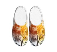 Four Season Tree - Pantuflas de franela para hombre, antideslizantes, cálidas, para invierno, para interiores y exteriores, multicolor, X-Small Men/ Medium Women