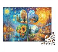 Four Seasons Art Premium Paper Four Seasons Landscape with Sunflower DIY Jigsaw Puzzle Decorative Stress Relief 38x26cm/1000pcs