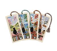 Four Seasons Cat Bookmark, Companion Page Marker Set, Embroidered Reading Cat Bookmark Kit System, Creative Reading Design Style, Daily Book Use, Readers Librarians Teachers Bookworms Women Birthday