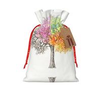 Four Seasons Spring Tree Christmas Drawstring Linen Gift Bag Storage Bag Suitable For Christmas Birthday Gift Packaging