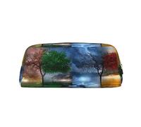 Four Seasons Tree Print Pencil Bag, elegante cuero para lapicera, color, 5.0cm*10.5cm*20.5cm, Estuche para lápices