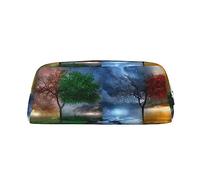Four Seasons Tree Print Pencil Bag, elegante cuero para lapicera, color, 5.0cm*10.5cm*20.5cm, Estuche para lápices