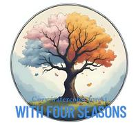 Four seasons tree: spring blossoms, summer sun, autumn leaves, winter snowflakes