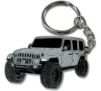FOUR WHEEL BEAST Wrangler Llavero Accesorios JL Llavero JKU Fob Compatible con Jeep Wrangler Rubicon 2023 2022 2021, Sting-gray/Silver, Large