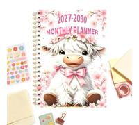 Four Year Calendar - 48 Month Cow Spiral Planner, Long Term Agenda Book | 48 Month Cute Cow Theme Wire Bound Planning Notebooks | Long-Term Monthly Exercise Workout Schedules, Student Study Logbooks