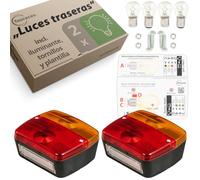 fouraces luces traseras de remolque - juego de 2, con esquema eléctrico e iluminación de matrícula, luz trasera, accesorios, lámparas para coche - luz de remolque