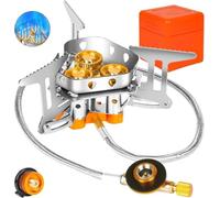 Fourfiy Camp Stove, 12800 W Windproof Camping Stove, Portable plegable Backpacking Stoves with Piezo Ignition for Outdoor Cooking, Hiking & Picnics (12800 W copper)