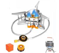 Fourfiy Camp Stove, 9900w/7200w Windproof Camping Stove, Camping Gas Stoves with Piezo Ignition, Portable for Hiking Campings Backpacking Picnics (Three-heads)