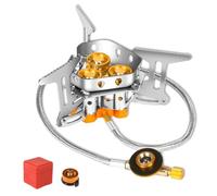 Fourfiy Camp Stove - 9900w/7200w Windproof Camping Stove, fourfiy camping stoves, Features a piezo ignition system and gas canister adapter, Backpacking/Hiking (1pcs)